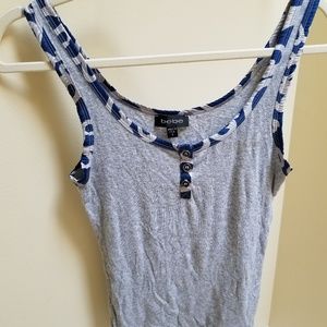 Bebe gray muscle tank with blue silk trim